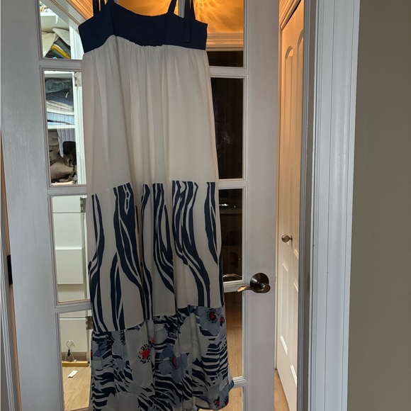 Say European Elegant Blue and White Unique Zebra Print Maxi Dress S Euro 40 - Picture 8 of 12